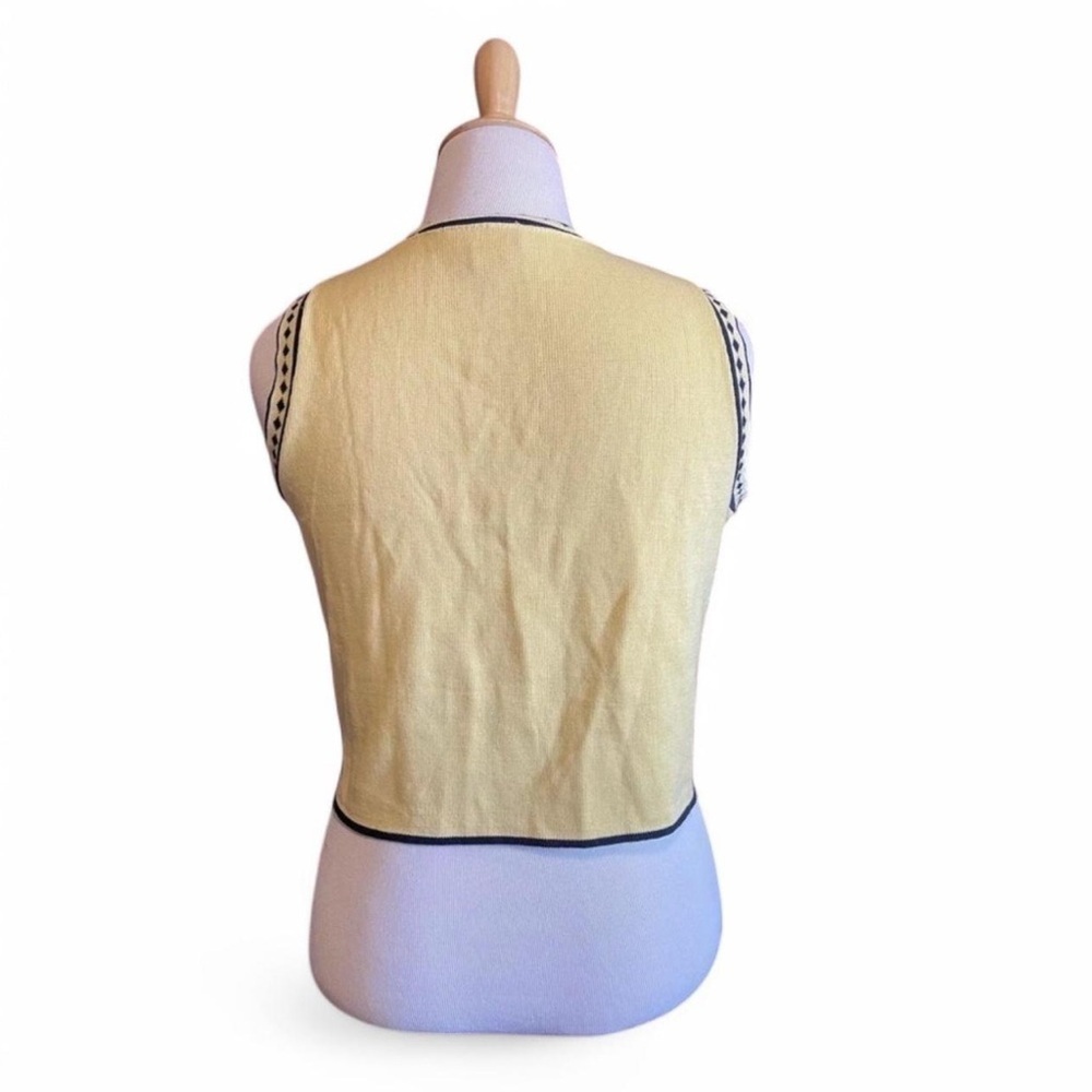 Vintage 90s Crop Sweater Vest Large Yellow Preppy Old Money Tennis Summer - Picture 2 of 4
